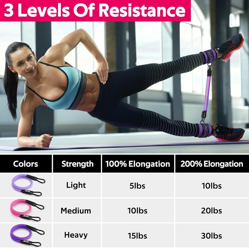 WALITO Ankle Resistance Bands with Cuffs, Exercise Bands for Legs and Butt, Booty Workout Equipment for Kickbacks and Hip Fitness Training - Image 4